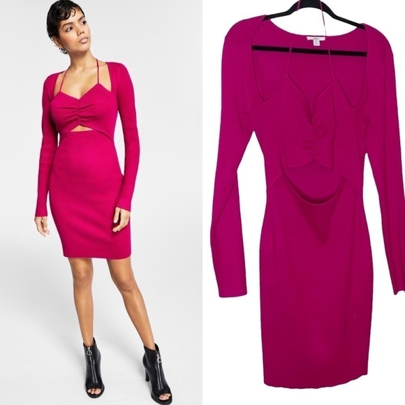 Bar III Dresses & Skirts - 𝅺BARLLL pink sweater dress. Long sleeves with halter top Size XXL